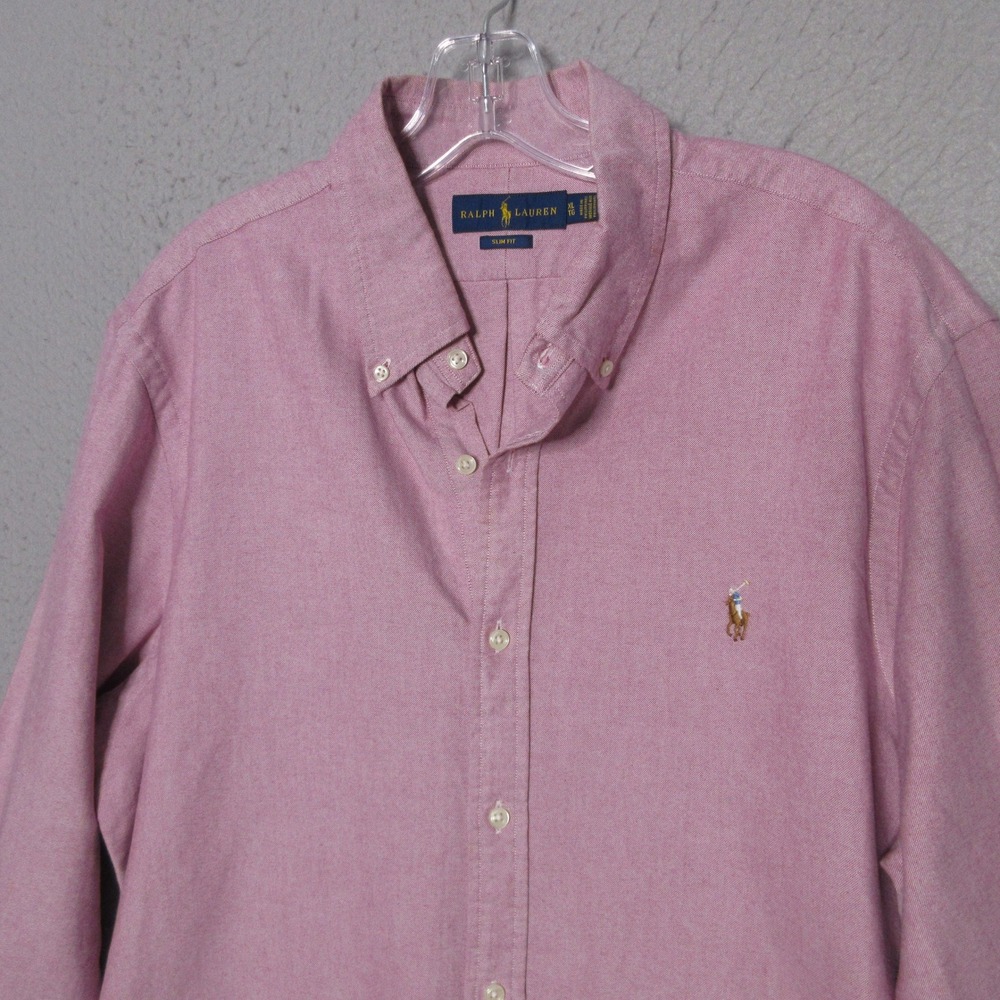 Ralph Lauren Oxford Shirt Men Pink Preppy Flesh Pony Academia 90s Old Money